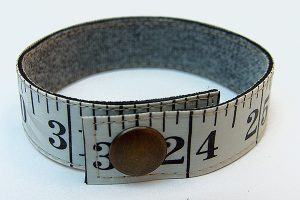 black and white upcycled measuring tape bracelets sewn handmade upcycled recycled repurposed