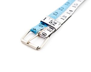 Belt made of upcycled blue and white measuring tape sewn on cotton base recycling repurposed reclaimed