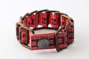 measuring tape bracelet upcycled reclaimed repurposed handmade intertwined metal chains