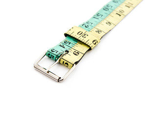 Belt made of upcycled yellow and green measuring tape sewn on cotton base recycling repurposed reclaimed