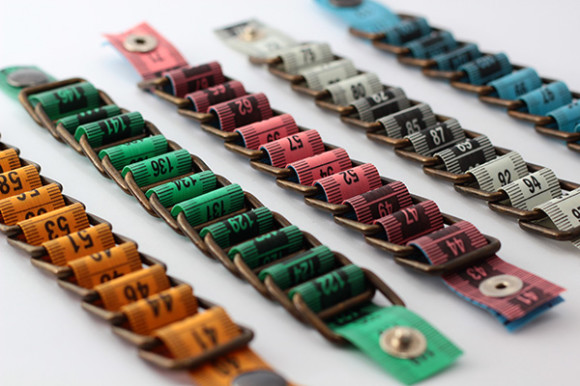 measuring tape bracelet upcycled reclaimed repurposed handmade intertwined metal