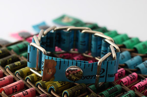 measuring tape bracelet upcycled reclaimed repurposed handmade intertwined metal chains