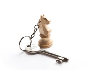 White horse key-chain white knight chess piece key-ring handmade keychain from recycled upcycled reclaimed wood