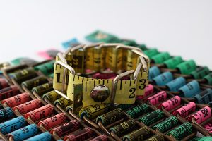 measuring tape bracelet upcycled reclaimed repurposed handmade intertwined metal chains