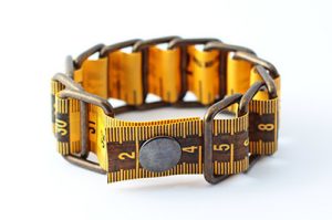 measuring tape bracelet upcycled reclaimed repurposed handmade intertwined metal chains